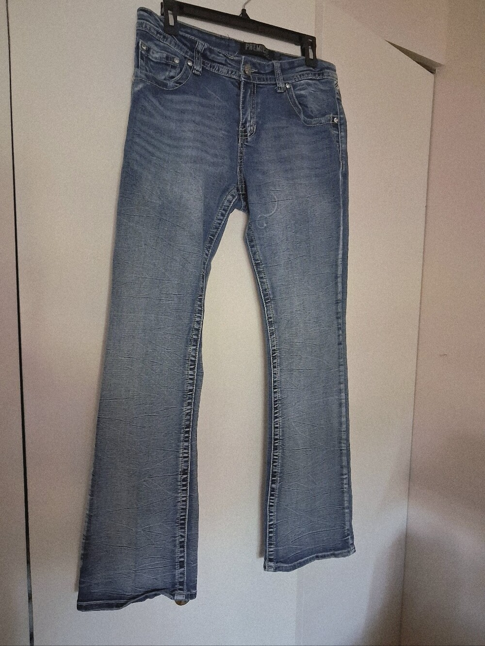 Women Premiere by Rue Paisley Pink/Blue Designed Pocket Jeans Size 11/12 Regular